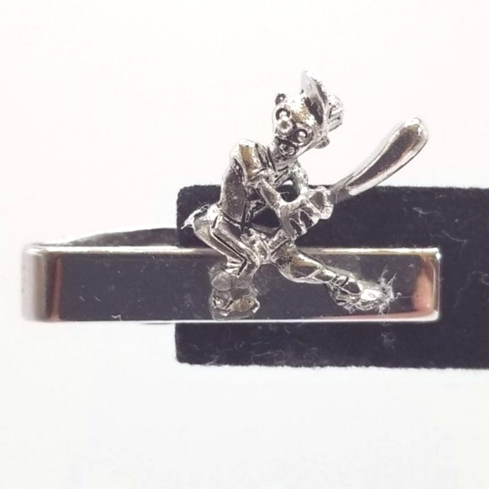 Emmons Signed Vintage Silver Tone Baseball Player Tie Bar